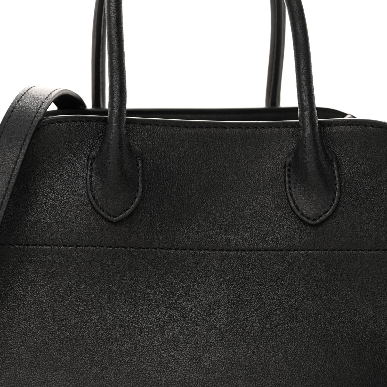 The Row Polished Saddle Calfskin Soft Margaux 10 Bag Black 7 of 9