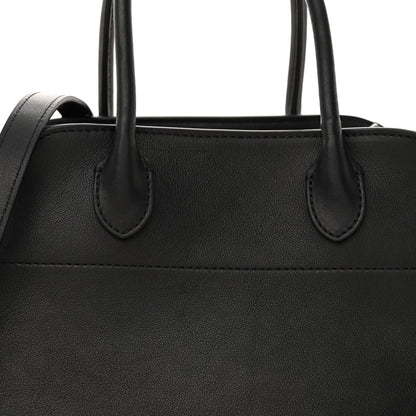 The Row Polished Saddle Calfskin Soft Margaux 10 Bag Black 7 of 9
