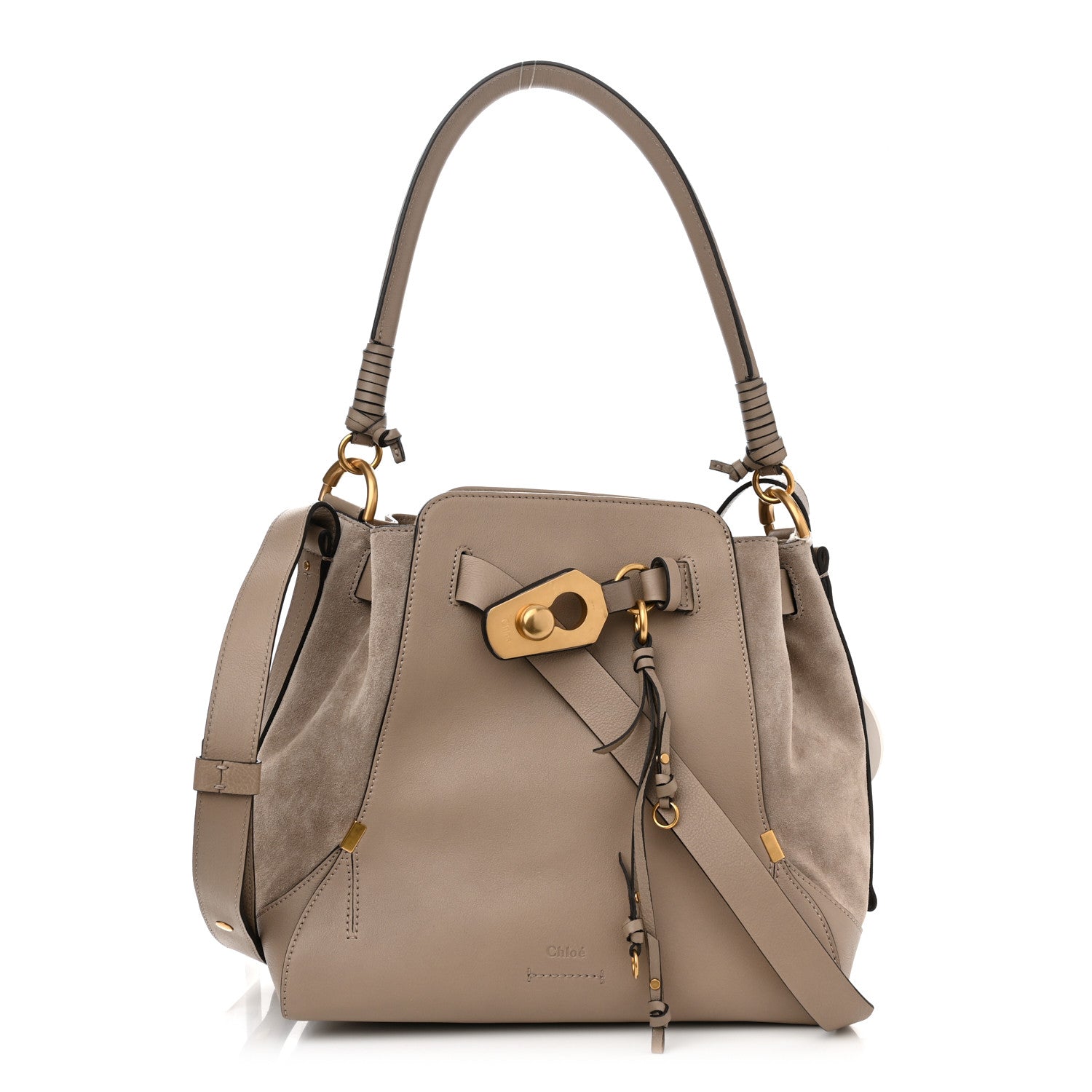Chloe Suede Calfskin Medium Owen Bucket Bag Motty Grey 1 of 11