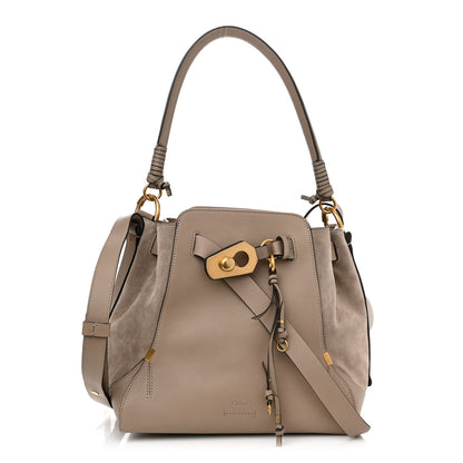 Chloe Suede Calfskin Medium Owen Bucket Bag Motty Grey 1 of 11