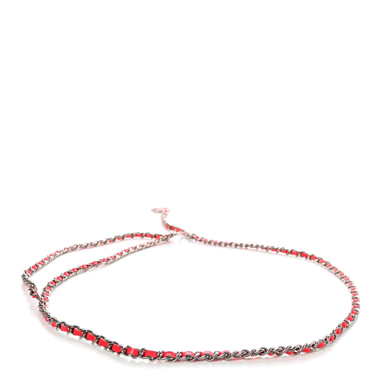 Lambskin Enamel CC Chain Belt Pink