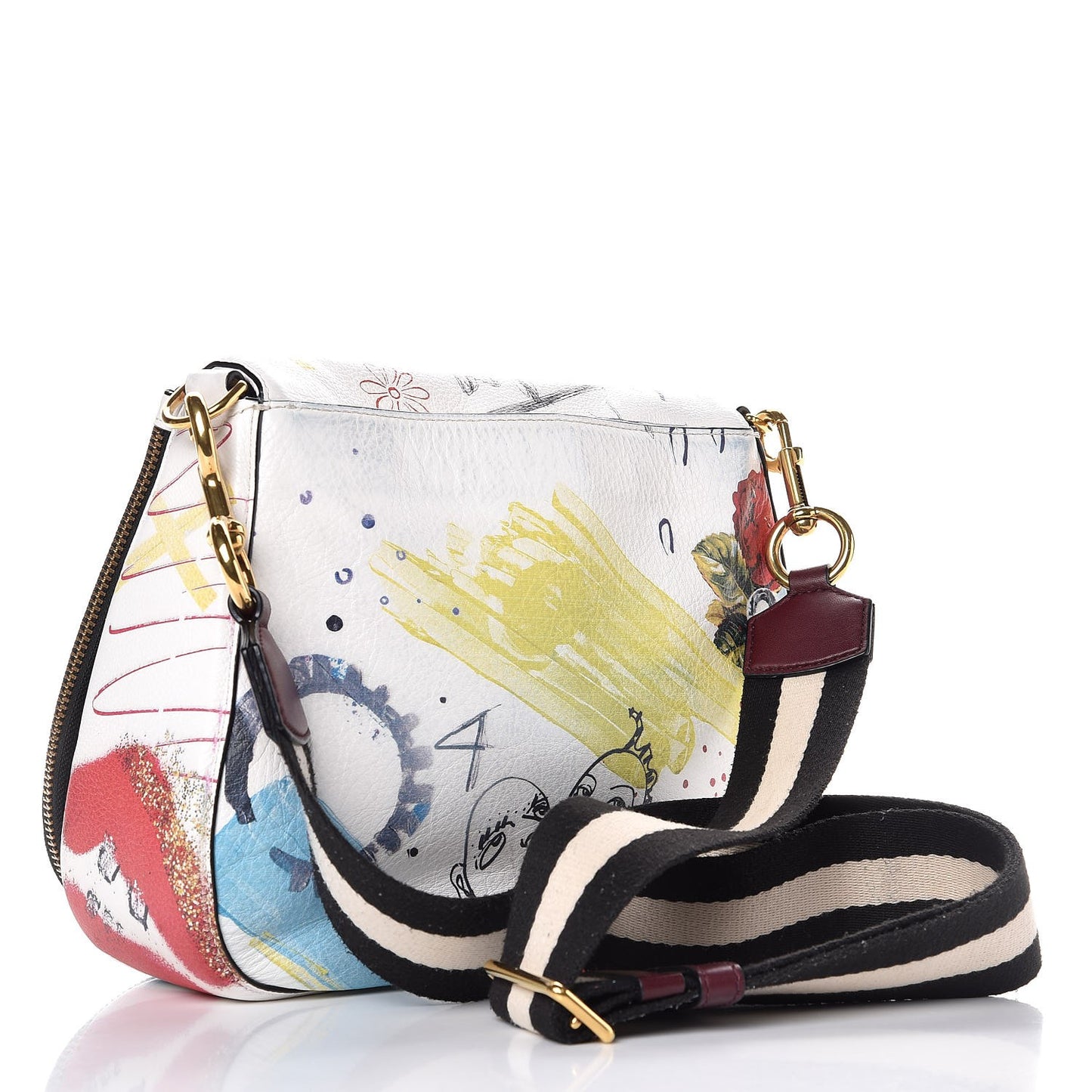 Calfskin Collage Saddle Bag Off White