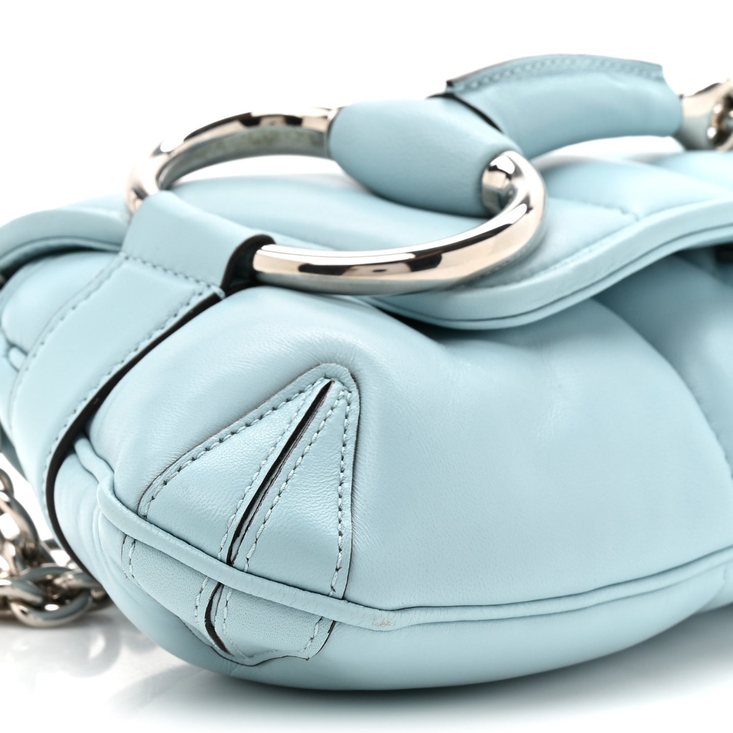 Nappa Vertical Matelasse Medium Maxi Horsebit Chain Shoulder Bag Crystal Snow