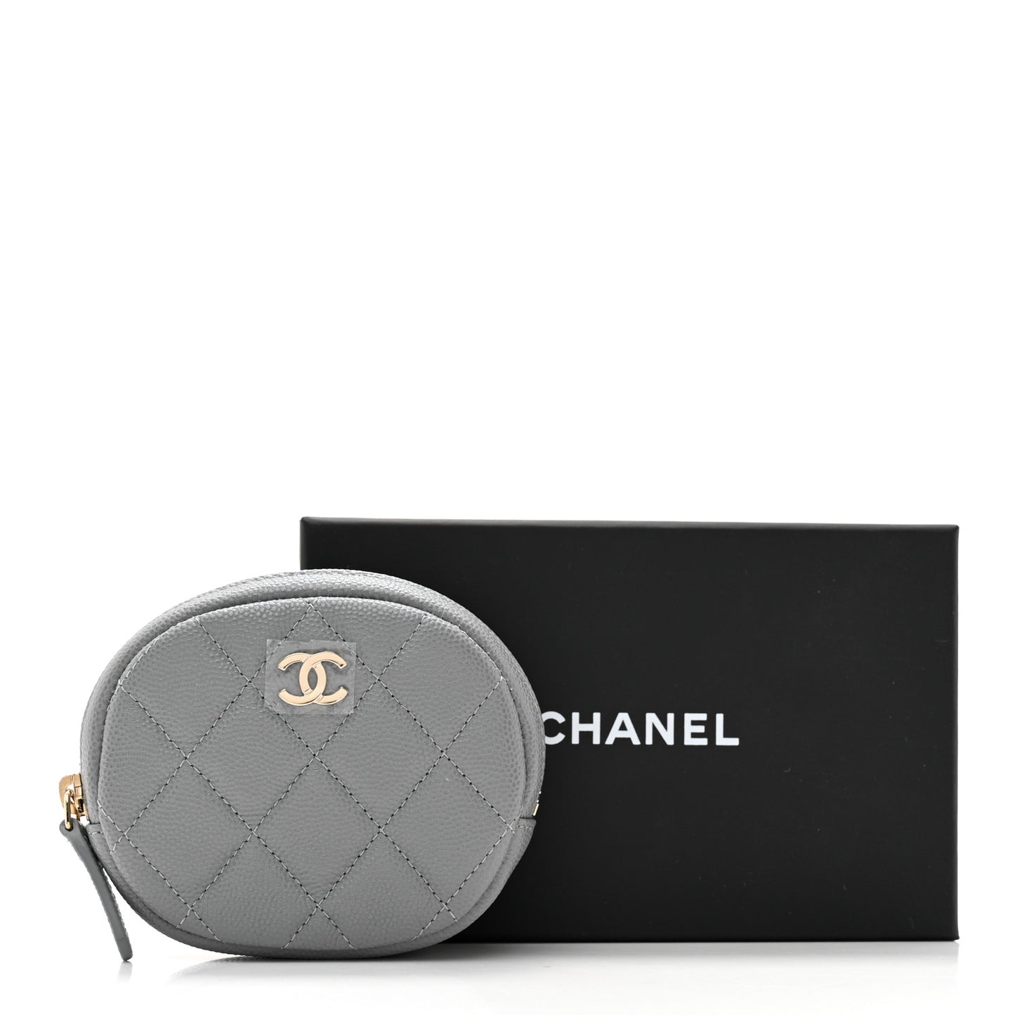 Caviar Quilted Zip Around Classic Coin Purse Grey