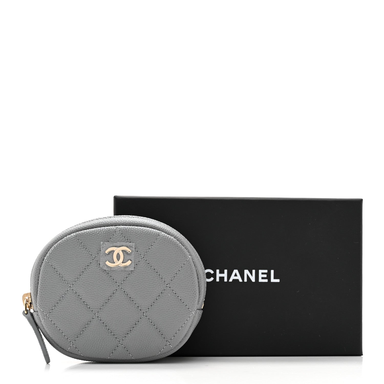 Chanel Caviar Quilted Zip Around Classic Coin Purse Grey 8 of 8