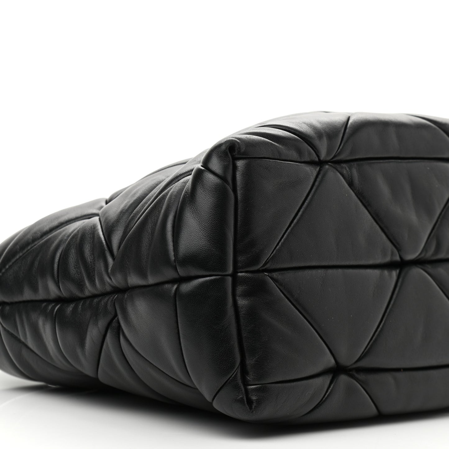 Nappa Re-Nylon Triangle Quilted Patchwork System Tote Black