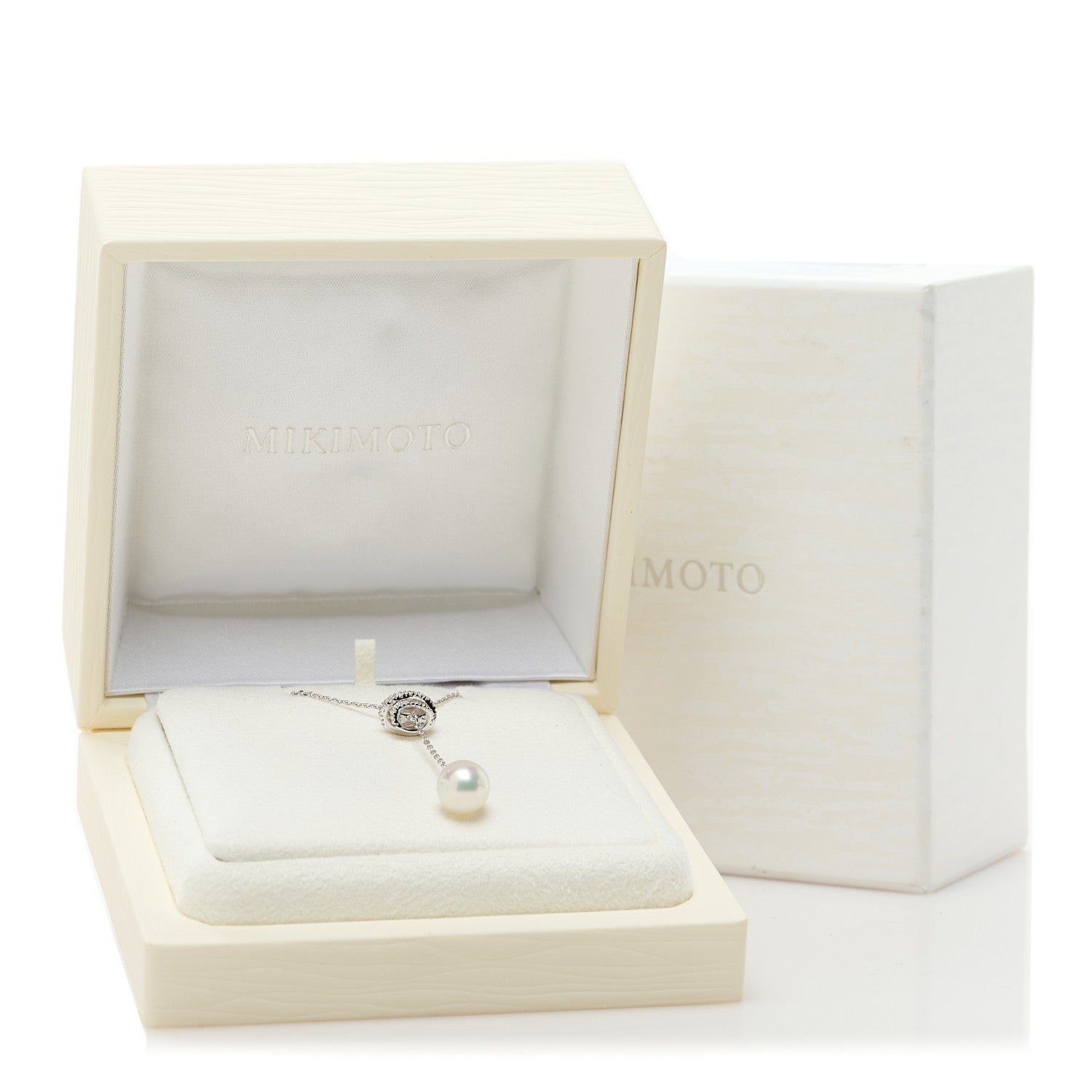 Mikimoto 18K White Gold Diamond Akoya Pearl 7.5-8mm Lariat Necklace 7 of 7