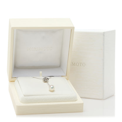 Mikimoto 18K White Gold Diamond Akoya Pearl 7.5-8mm Lariat Necklace 7 of 7