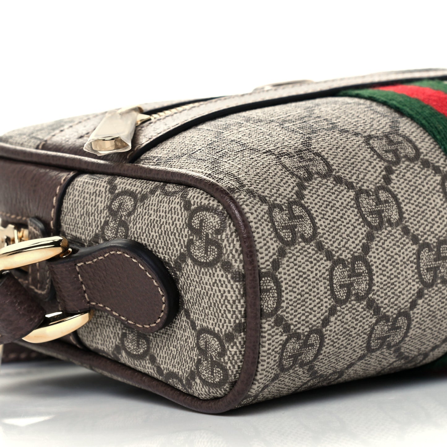 GG Supreme Monogram Web Mini Ophidia Shoulder Bag Brown