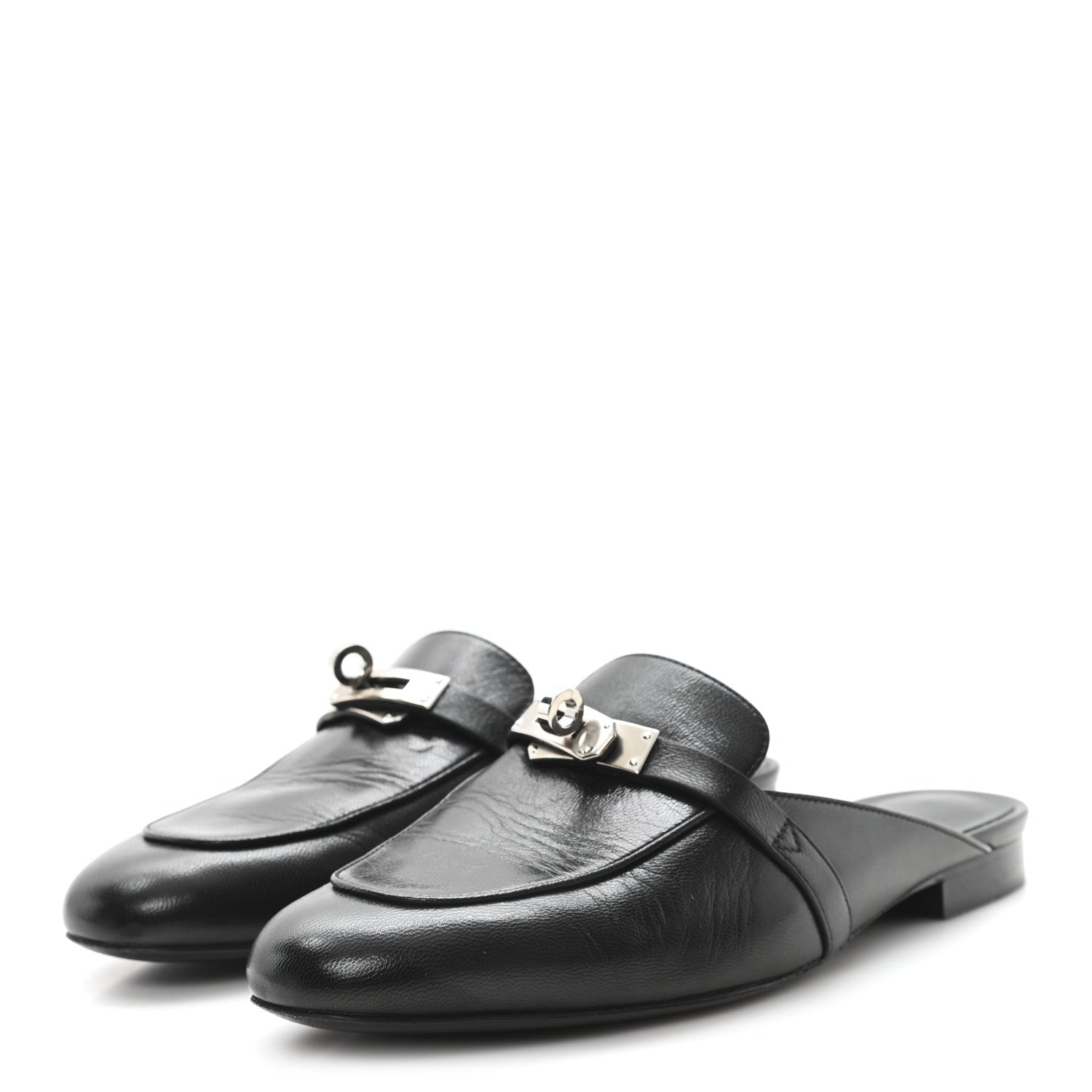 Hermes Goatskin Oz Mules 37 Black 4 of 9