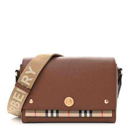 Burberry Calfskin Vintage Check Note Crossbody Bag Tan 1 of 10