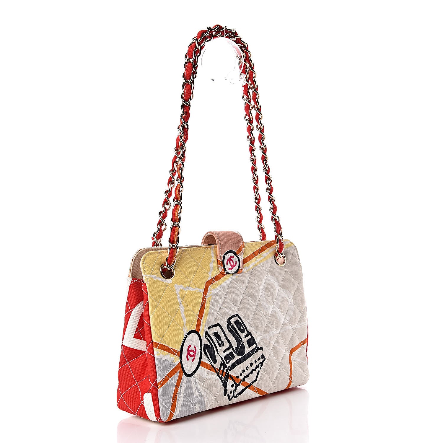 Chanel Canvas Printed Eiffel Tower Shoulder Bag 3 of 15