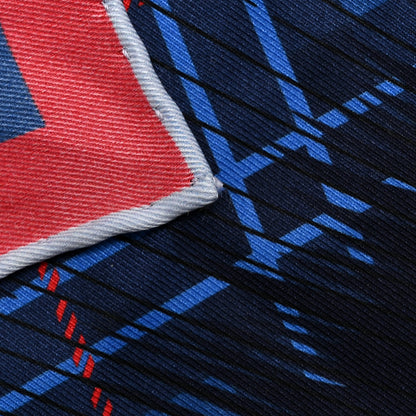 Hermes Silk Cheval Punk Pocket Square Blue Red 3 of 3