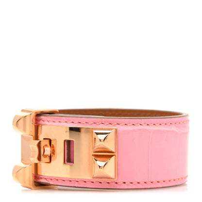 Hermes Matte Niloticus Crocodile Collier de Chien CDC 24 Bracelet T2 Rose Bubblegum 1 of 6
