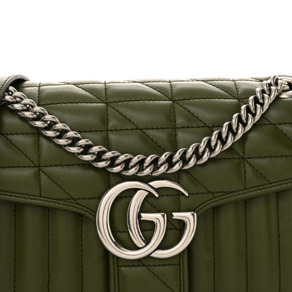 Gucci Calfskin Matelasse Aria Small GG Marmont Shoulder Bag Military Wood 8 of 11