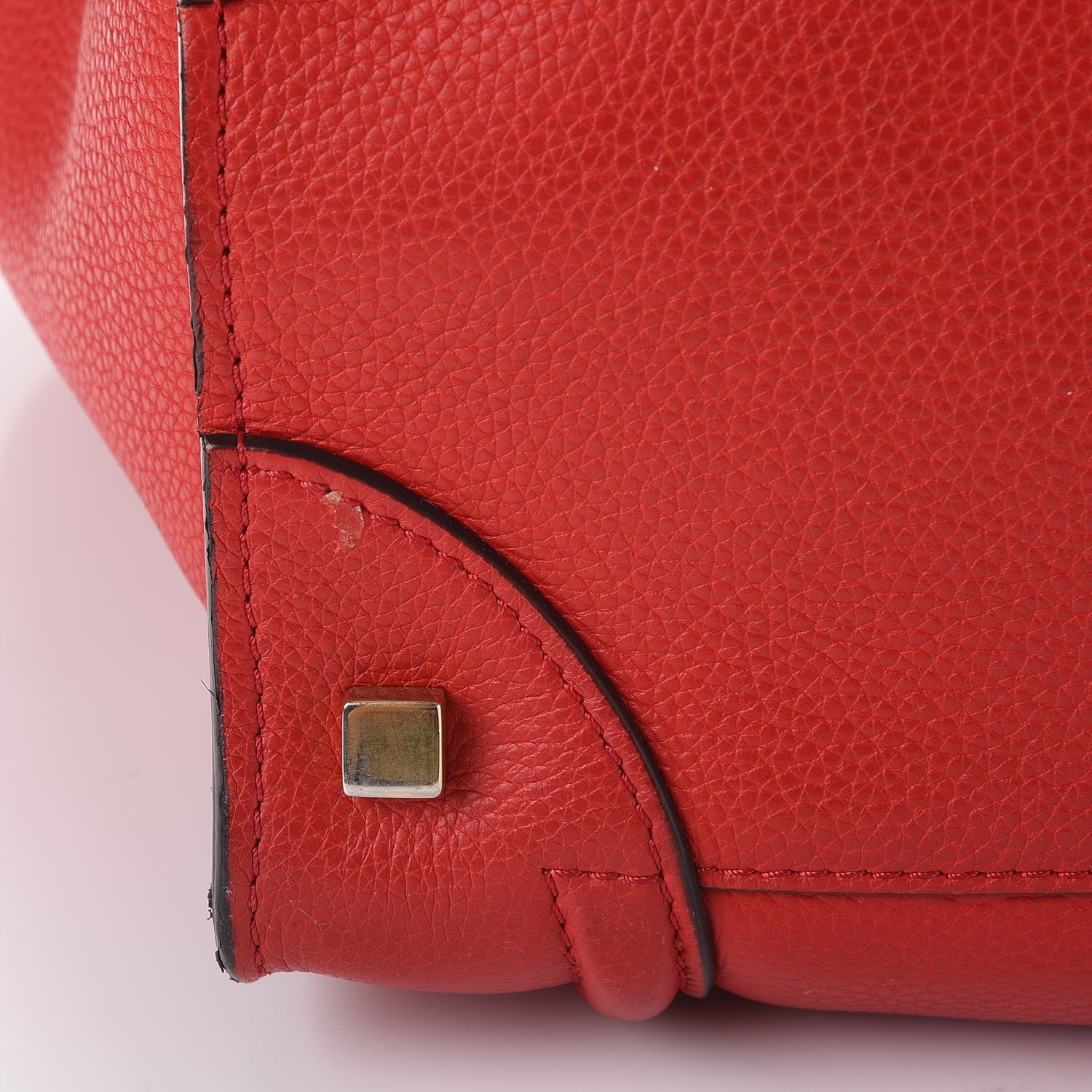 Celine Drummed Calfskin Mini Luggage Coquelicot 14 of 19