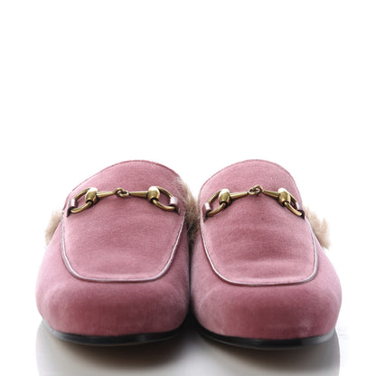 Gucci Velvet Fur Mens Princetown Slippers 6 Pink 2 of 8