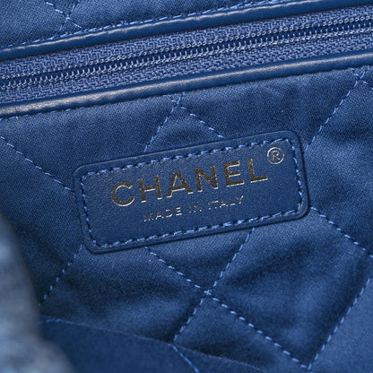 Chanel Washed Denim Quilted Studded Small Chanel 22 Blue 7 of 11