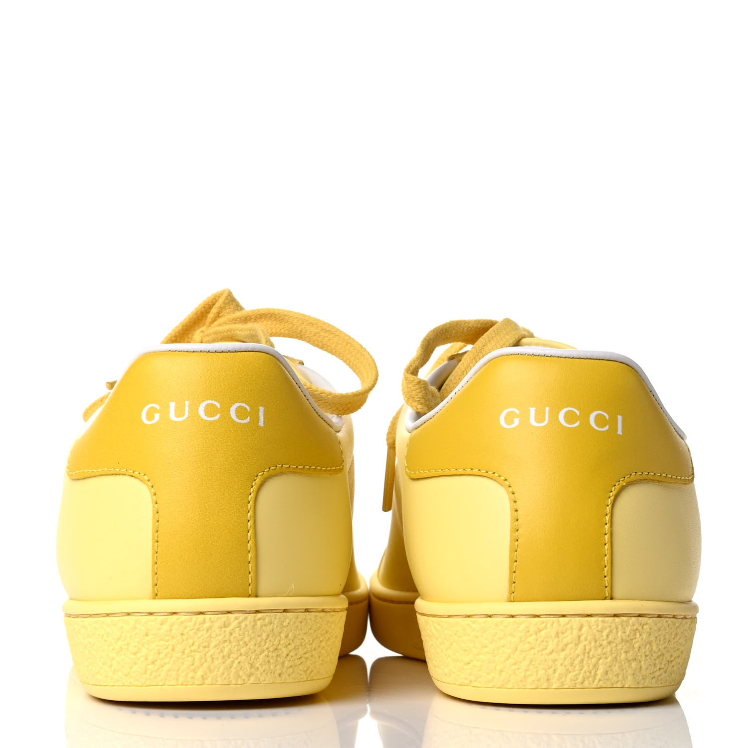 Gucci Calfskin Interlocking G Perforated Womens Ace Sneakers 38 Banana Straw Yellow 3 of 5