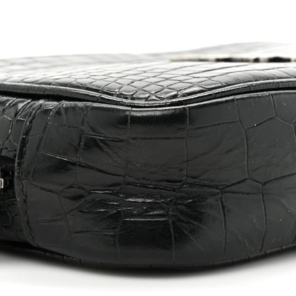 Saint Laurent Calfskin Crocodile Embossed Monogram Mini Lou Camera Bag Black 9 of 12