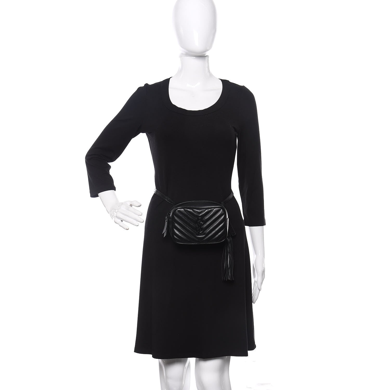 Saint Laurent Calfskin Matelasse Monogram Lou Belt Bag Black 2 of 11