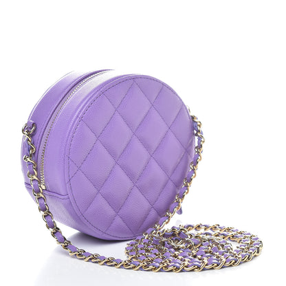 Chanel Caviar Quilted Round Clutch With Chain Purple 3 of 11