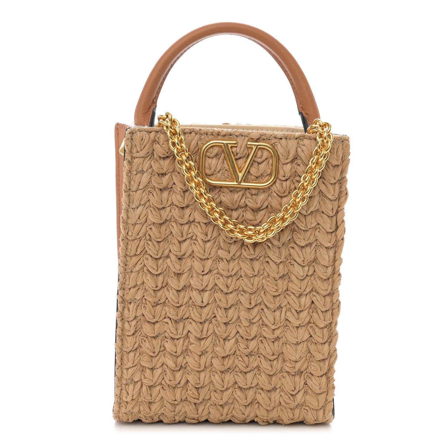 Valentino Garavani Raffia Vlogo Top Handle Bag Naturale 1 of 11