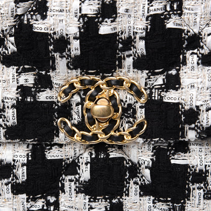Chanel Tweed Quilted Large 19 Flap Black Ecru White 9 of 10