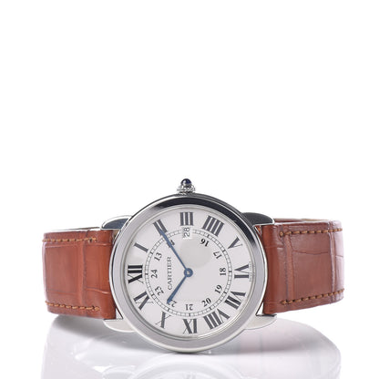 Cartier Stainless Steel Alligator 29mm Ronde Solo Quartz Watch Brown 3 of 10
