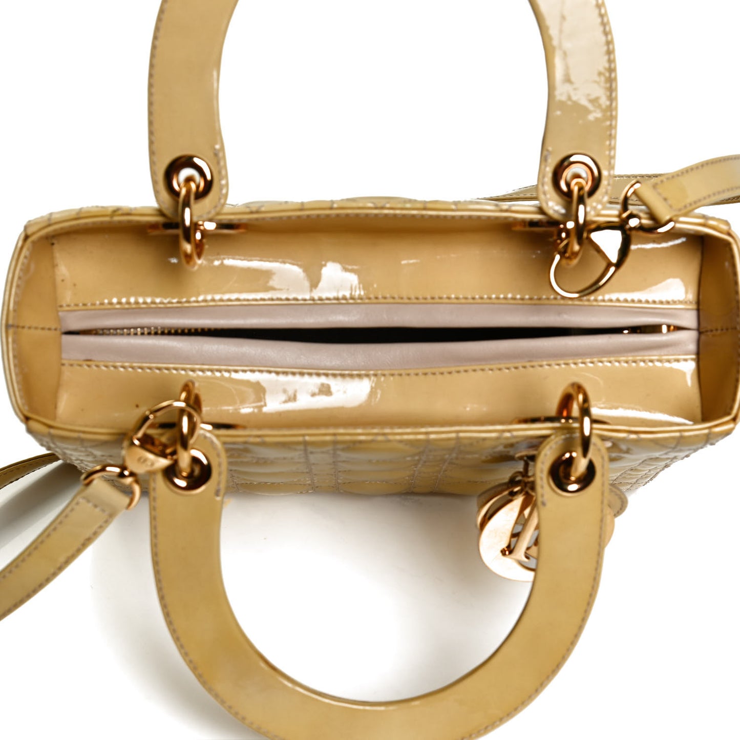 Patent Cannage Stitched Medium Lady Dior White