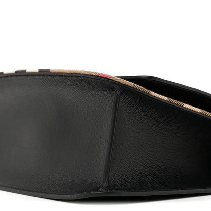Burberry Derby Calfskin House Check Mackford Crossbody Bag Black 10 of 10
