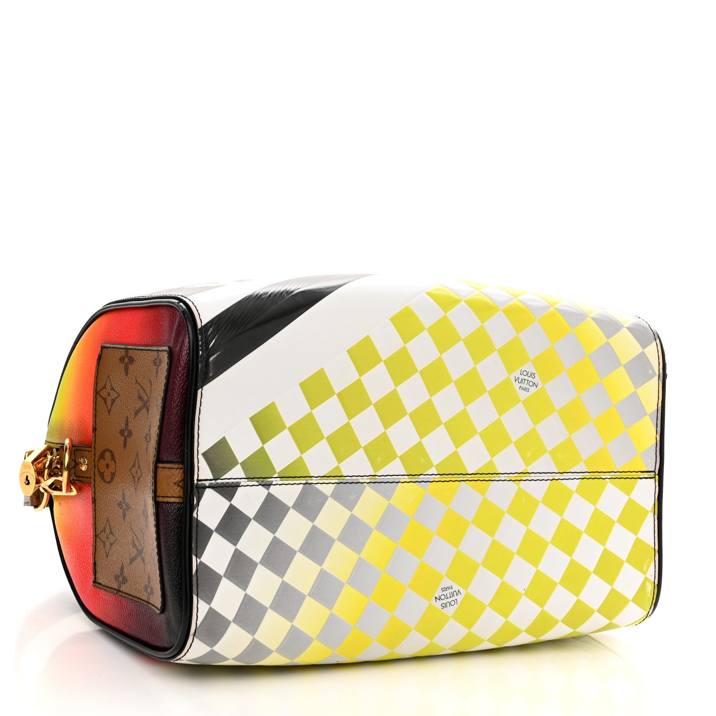 Epi Reverse Monogram Damier Race Speedy Bandouliere 30 Black Yellow