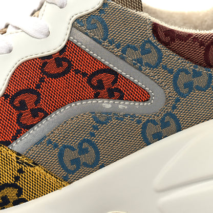 Gucci Monogram Multicolor Demetra Womens Rhyton Sneakers 38.5 Yellow Blue Great White Tabasco 9 of 9