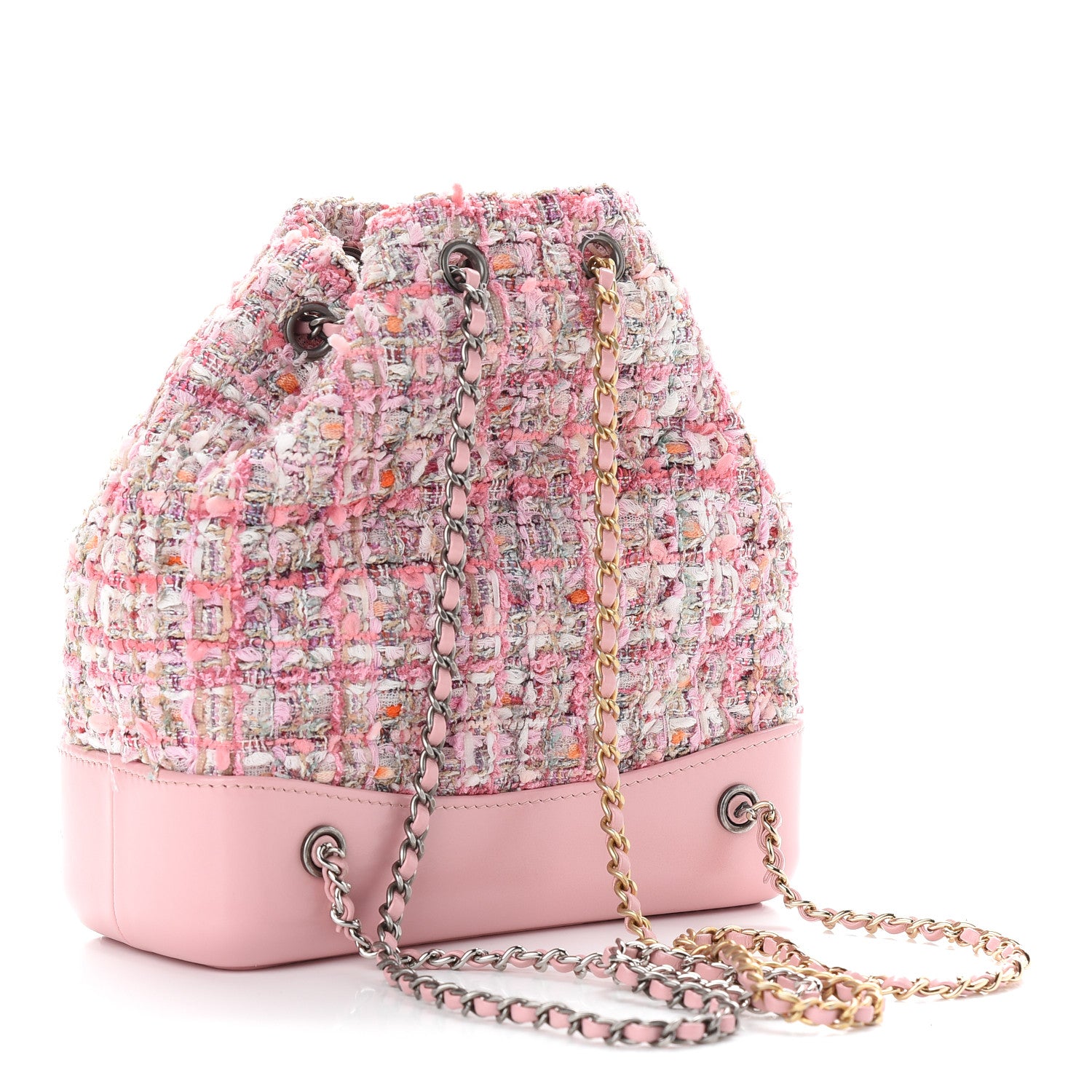 Chanel Tweed Calfskin Quilted Gabrielle Backpack Pink 3 of 10