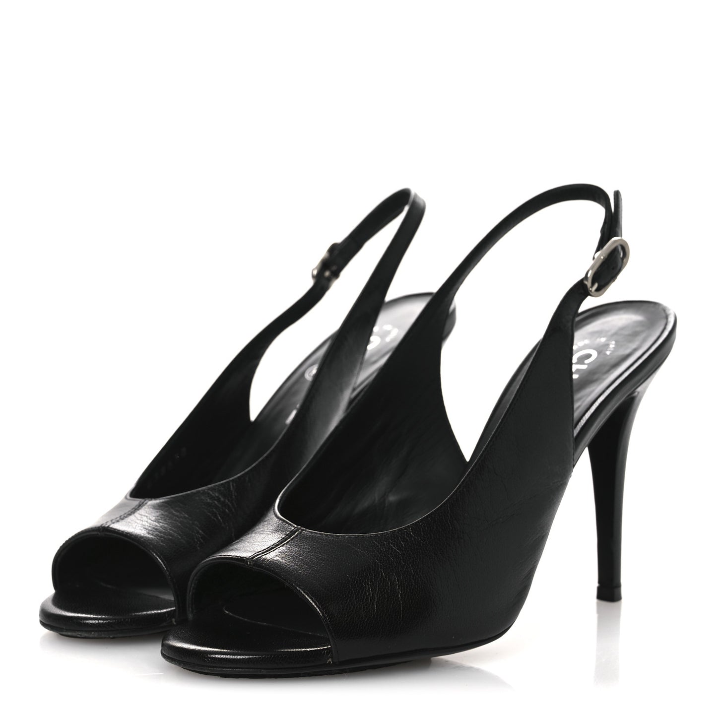 Goatskin Slingback Sandals 39.5 Black