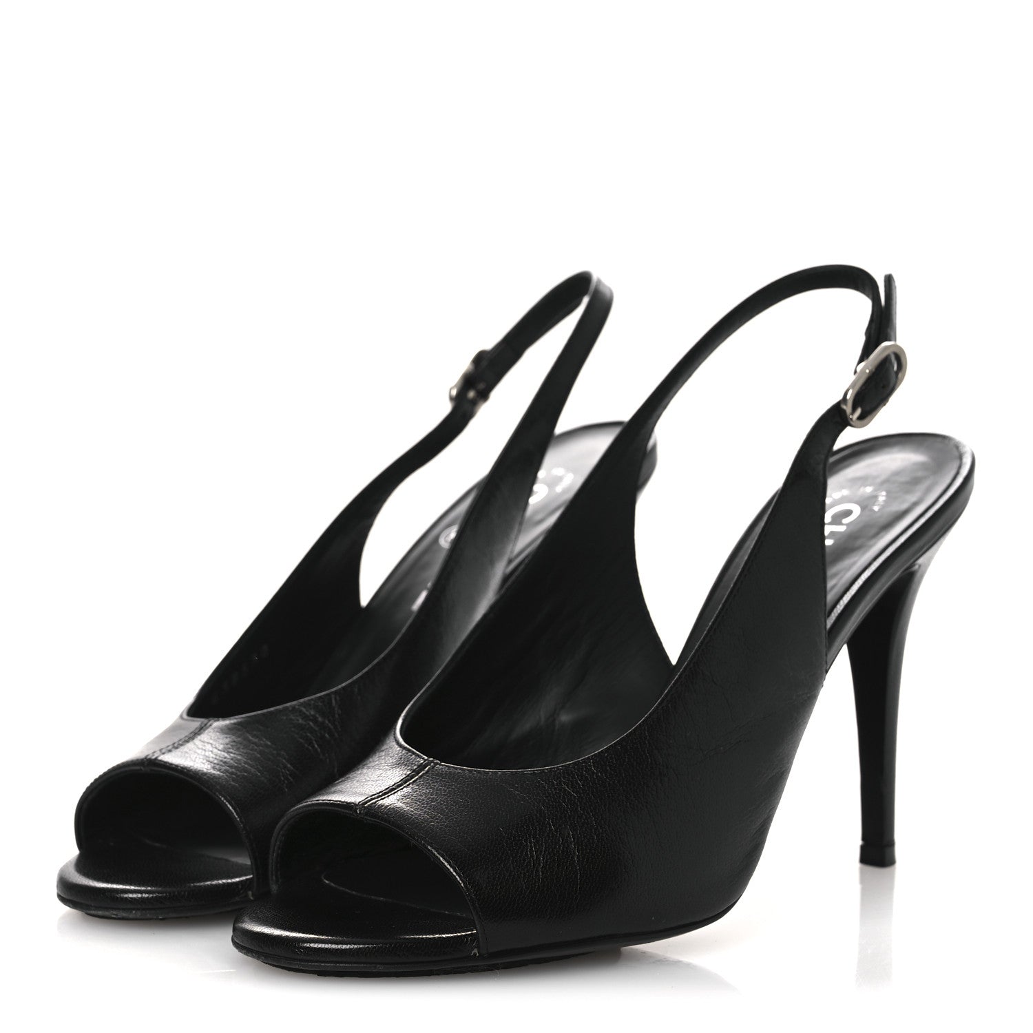 Chanel Goatskin Slingback Sandals 39.5 Black 4 of 12