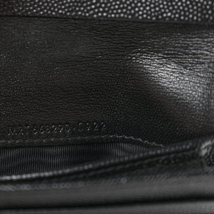 Saint Laurent Grain De Poudre Matelasse Chevron Monogram Flap Card Case Black 7 of 13