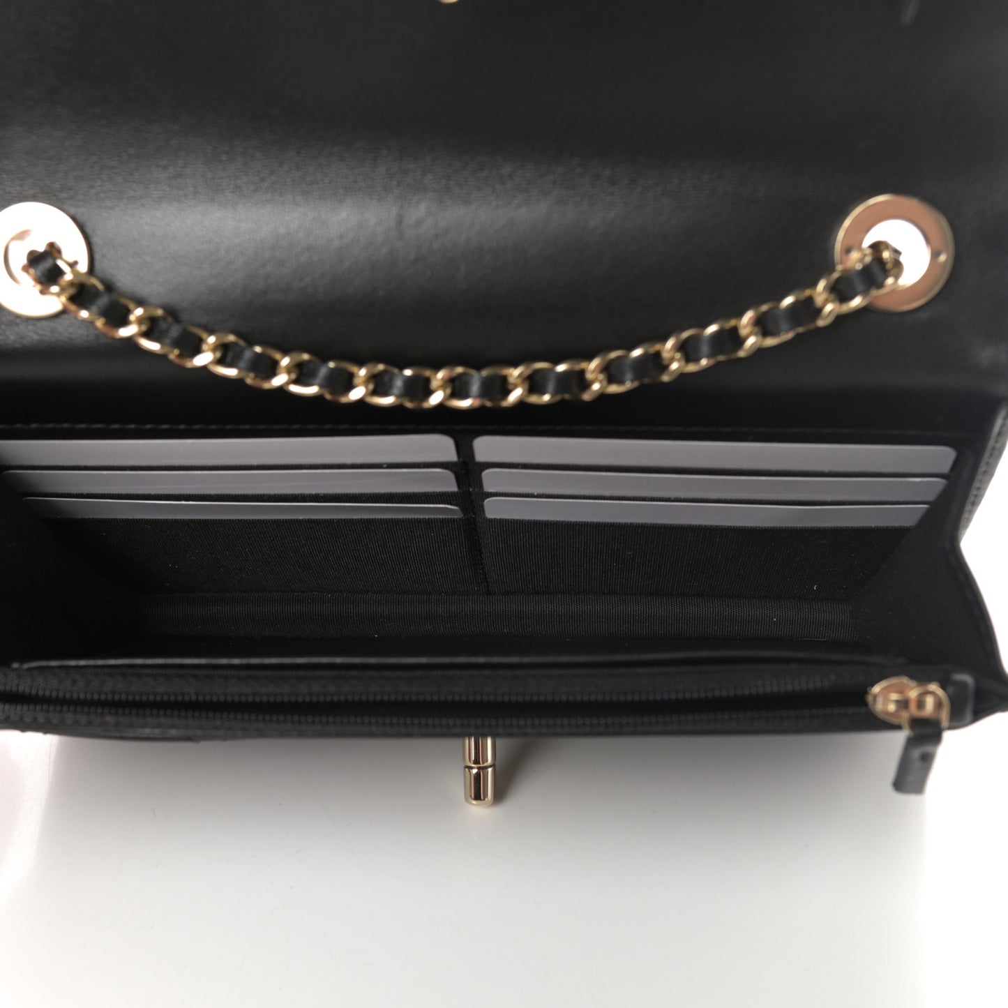 Lambskin Quilted Trendy CC Wallet On Chain WOC Black