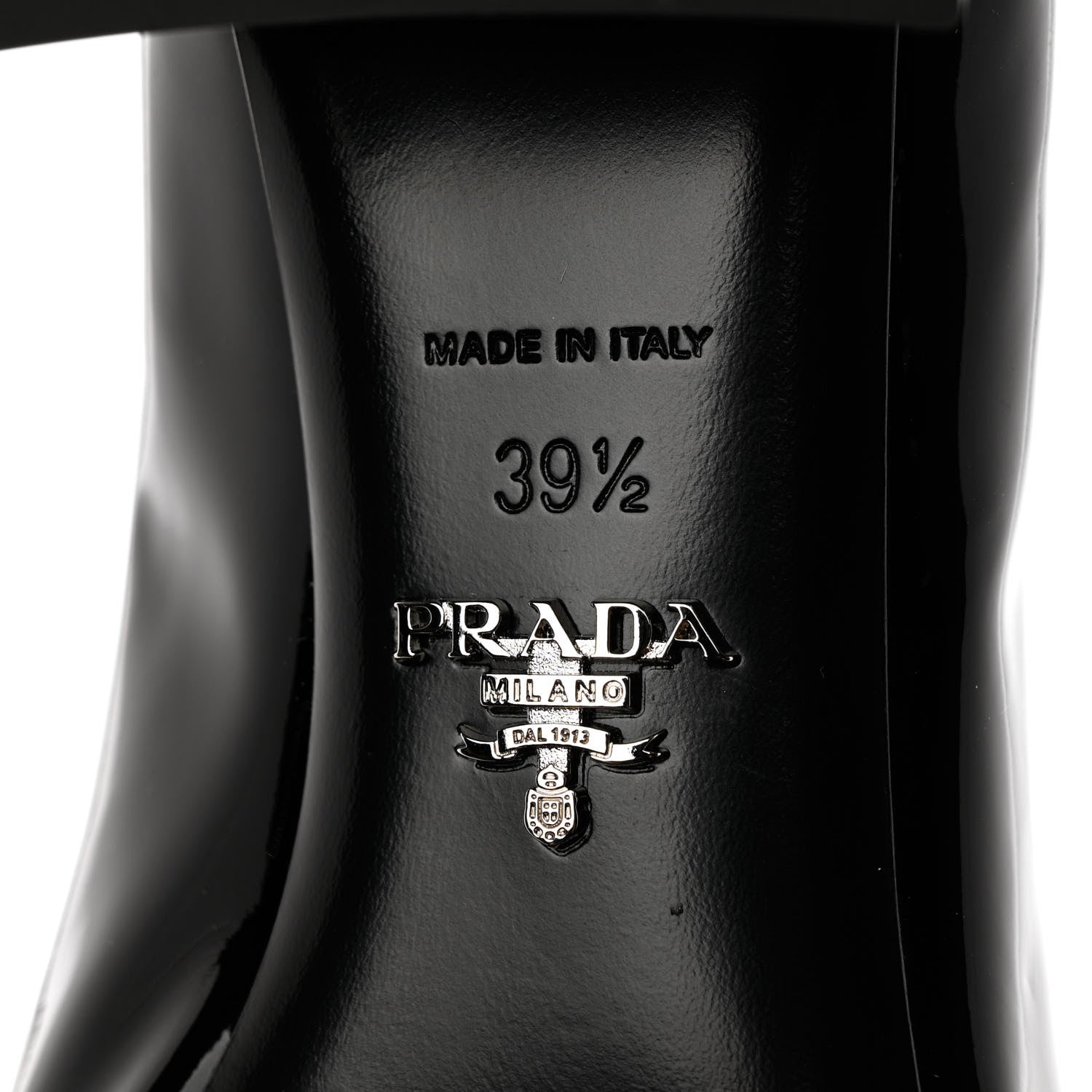 Prada Vernice Metal Triangle Logo 45mm Loafer Pumps 39.5 Black 7 of 10