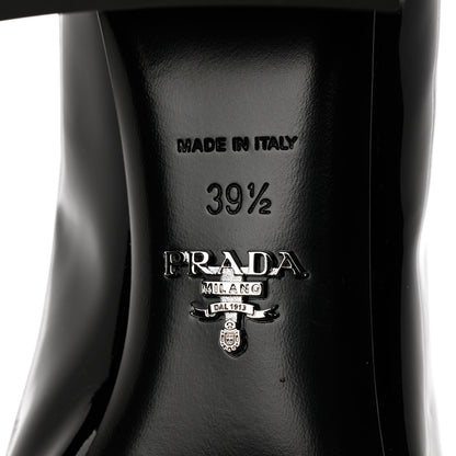 Prada Vernice Metal Triangle Logo 45mm Loafer Pumps 39.5 Black 7 of 10