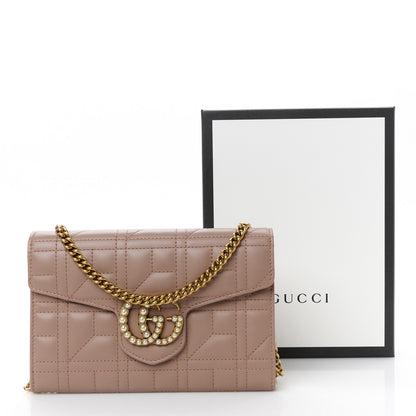 Gucci Calfskin Matelasse Mini Pearly GG Marmont Chain Wallet Porcelain Rose 11 of 11