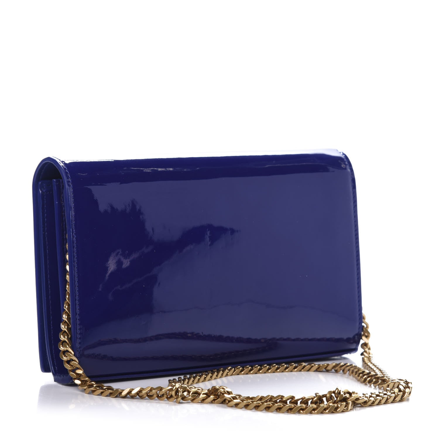 Saint Laurent Patent Calfskin Monogram Kate Wallet On Chain Royal Blue 3 of 11