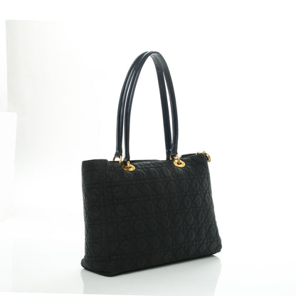 Christian Dior Nylon Cannage Large Lady Dior Tote Black Navy 3 of 6