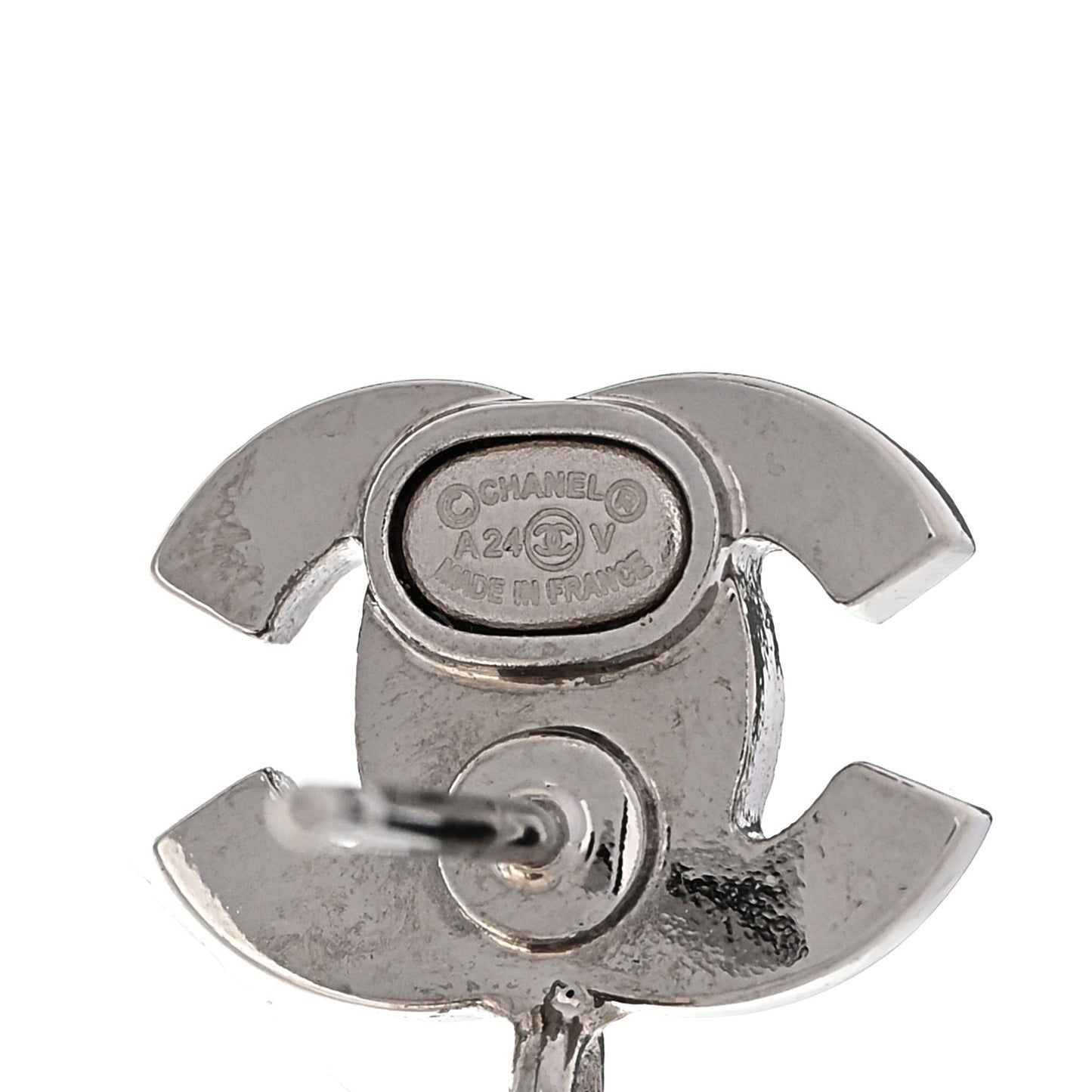 Crystal Pearl CC Drop Earrings Silver Pearly White