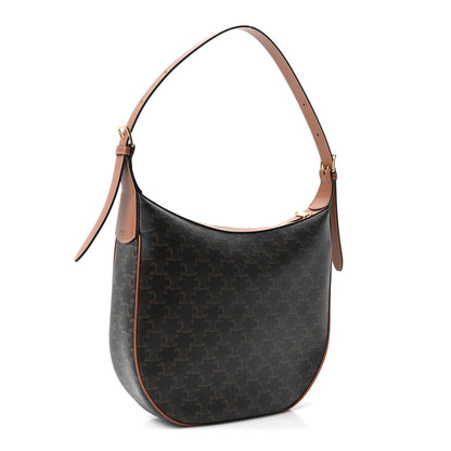 Celine Calfskin Triomphe Canvas Heloise Shoulder Bag Tan 3 of 9