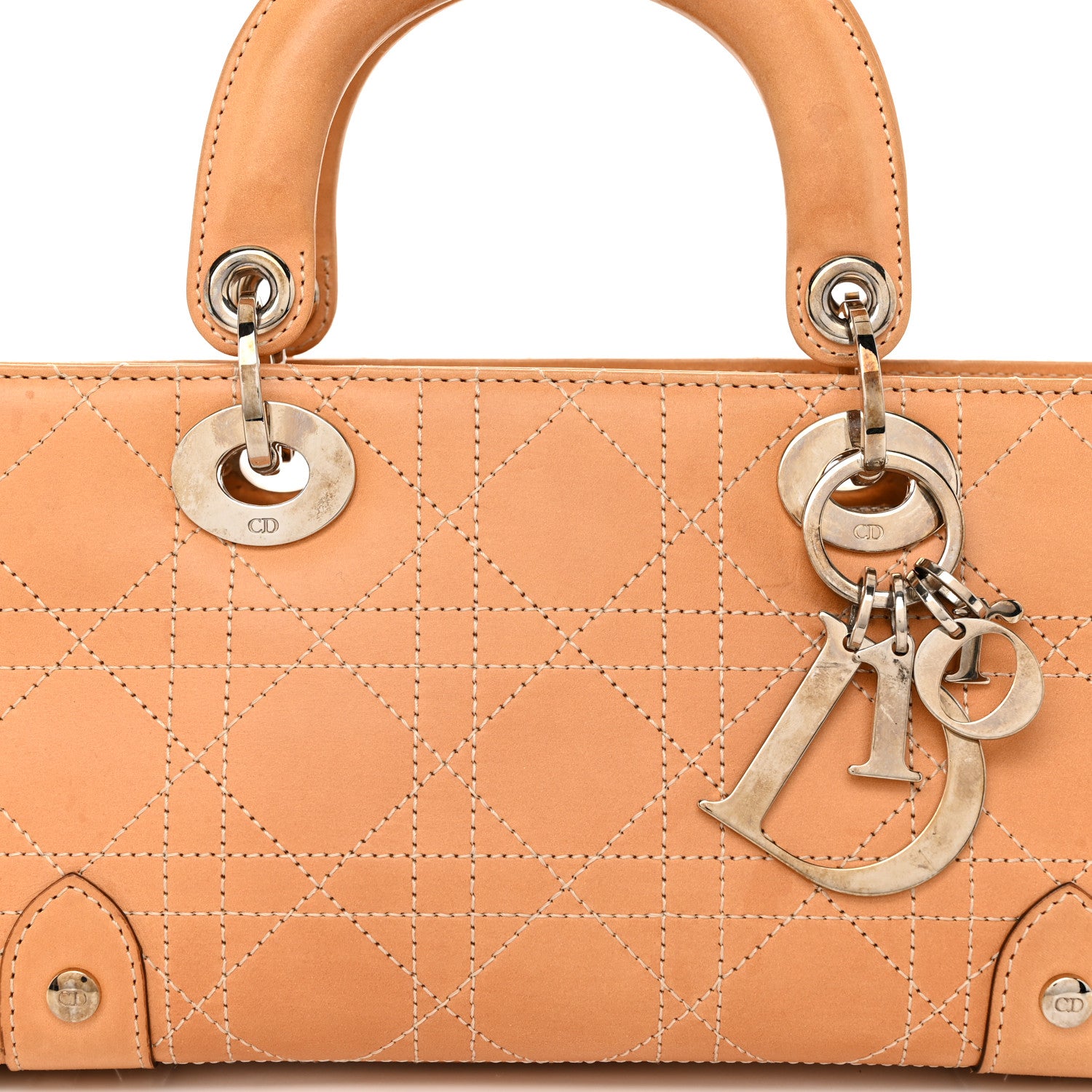 Christian Dior Calfskin Cannage Stitched Small East West Lady Dior Camel 7 of 9