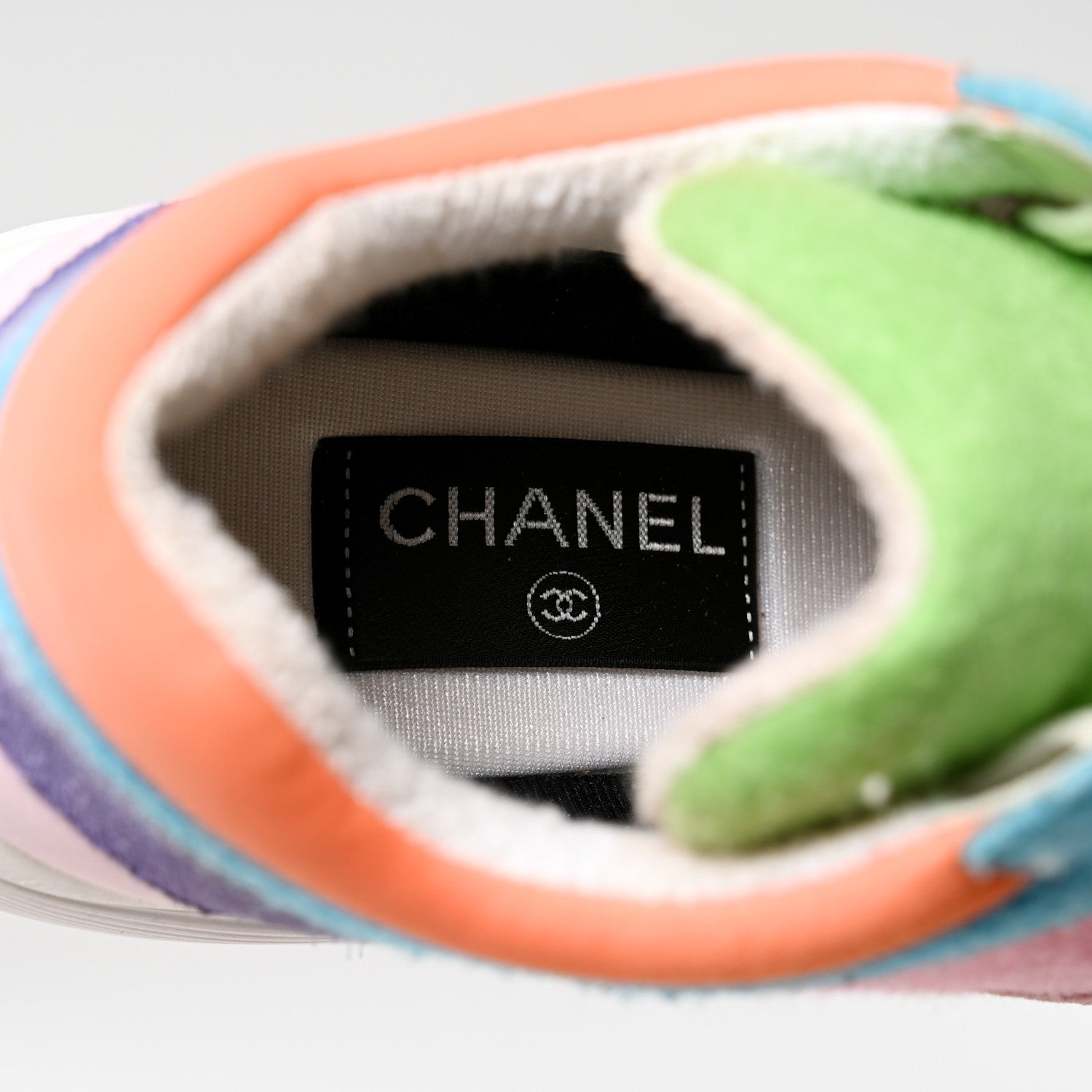 Chanel Fabric Suede Calfskin CC Sneakers 39 White Multicolor 7 of 9