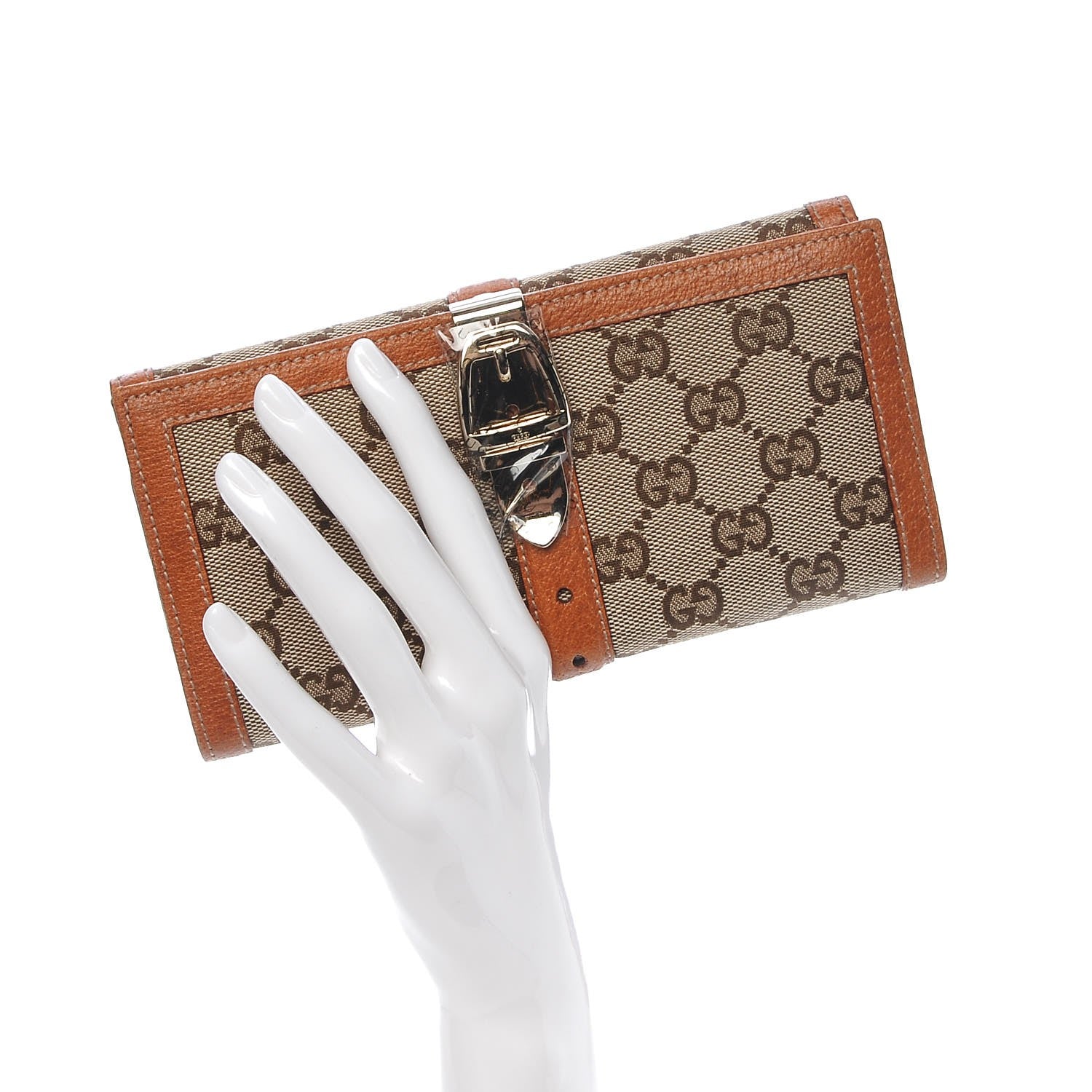 Gucci Monogram Buckle Continental Wallet Brown 2 of 8
