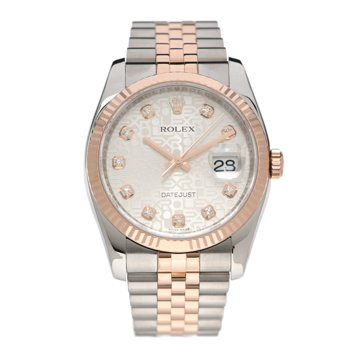 Rolex Stainless Steel 18K Everose Gold Diamond 36mm Oyster Perpetual Datejust Watch Silver Jubilee 116231 1 of 5