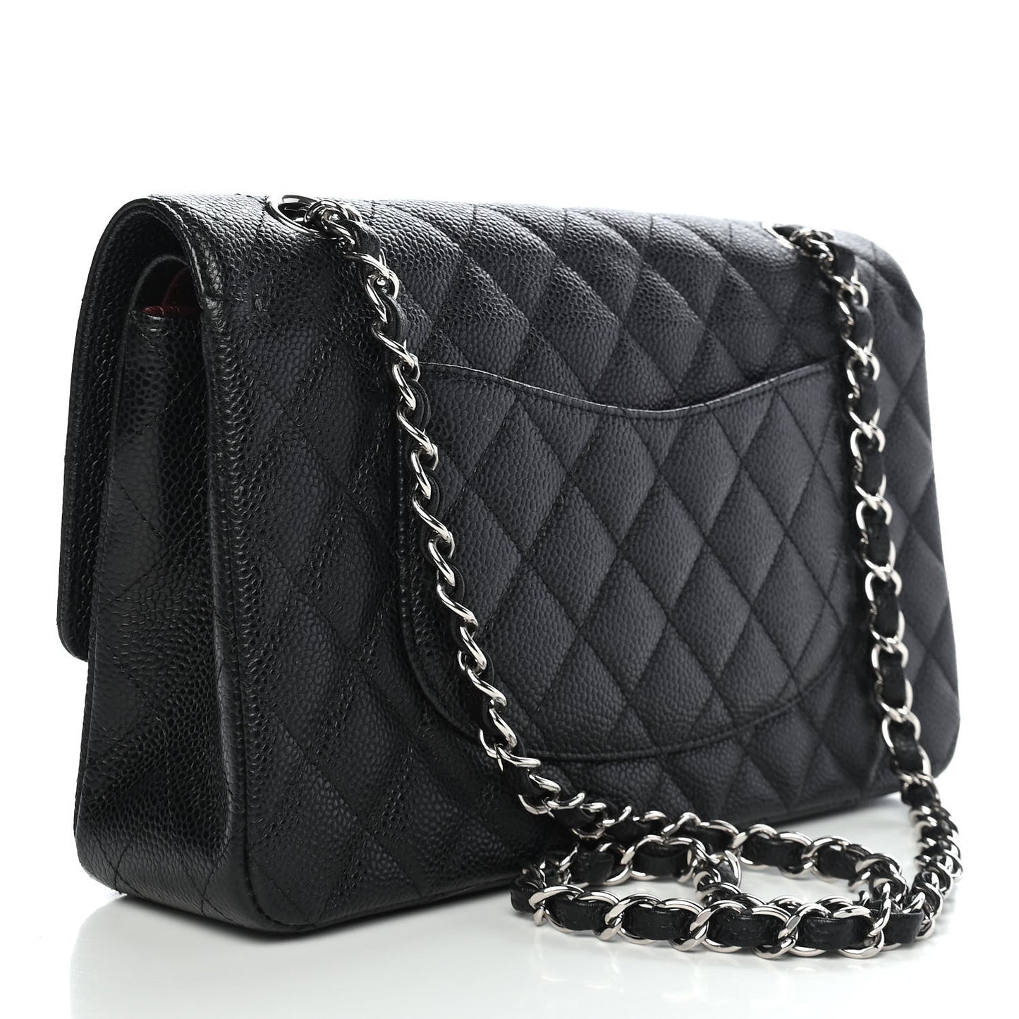 Caviar Quilted Medium Double Flap Black